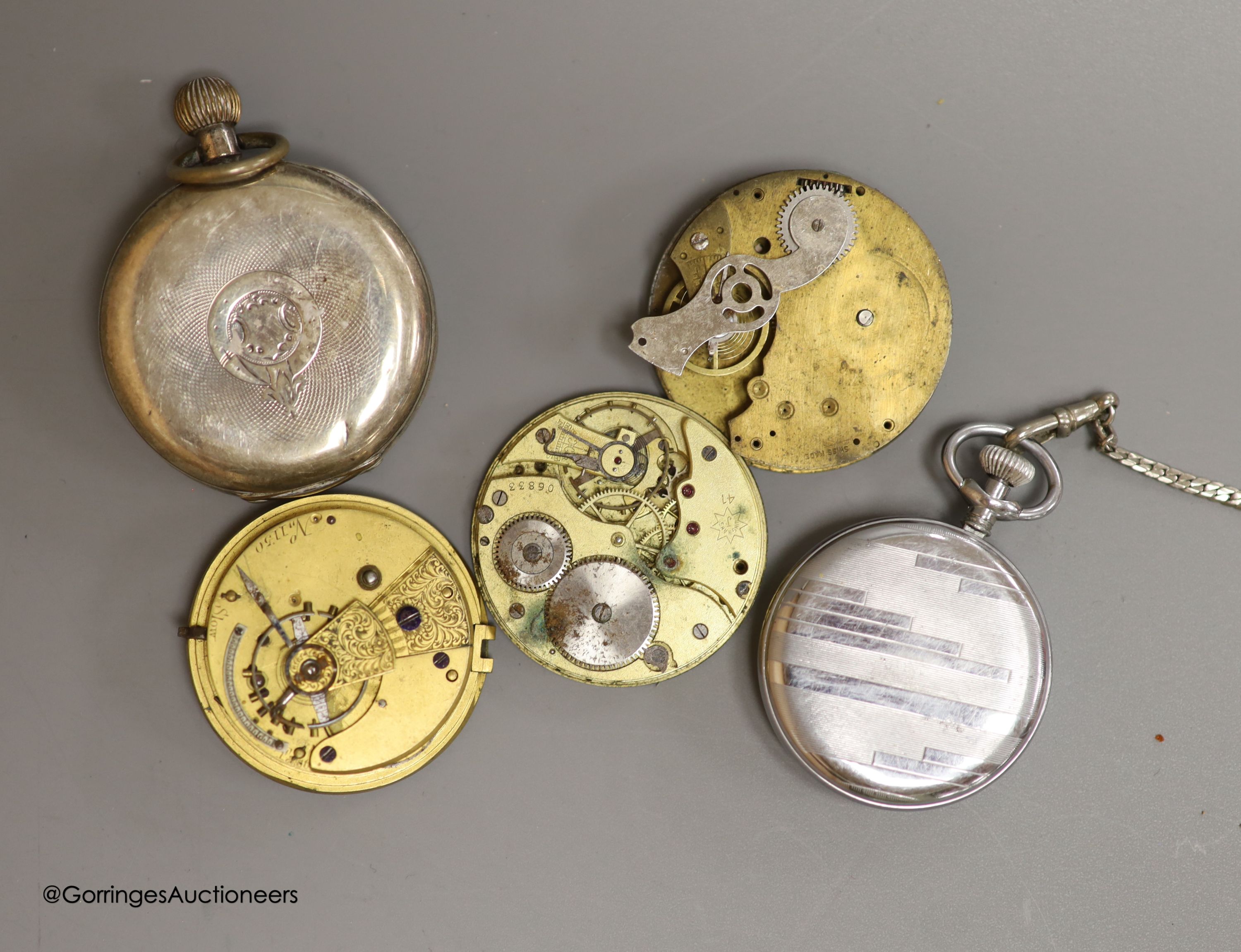 Mixed items including pocket watches, movements, pencils including silver, seals etc.